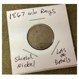 1867 shield nickel