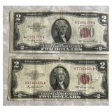 2 red seal $2 bills 1953