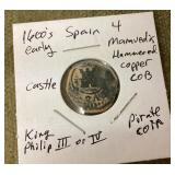 1600s Spanish hammered copper coin