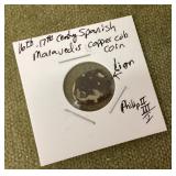 16th or 17th Century Spanish copper cob coin