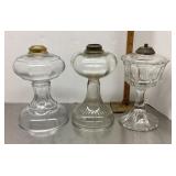 3 glass oil lamp bodies