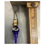 Hand painted blue glass scent bottle