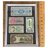 5 foreign currency on board --framed