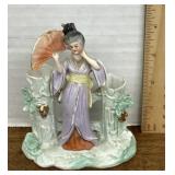 Geisha porcelain double vase