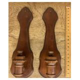 Pair of wood candle sconces