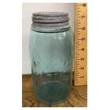 Blue glass Mason