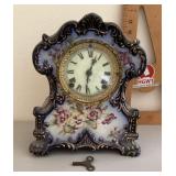 Antique Ansonia porcelain mantel clock