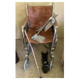 Transport chair, cane, and boot