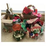 2 boxes of holiday and garden decor