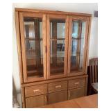 2 pc lighted oak cabinet