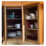 Contents of upper cabinets and countertop