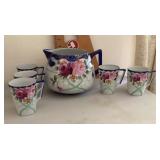 Hand painted Nippon lemonade pitcher and 5 cups