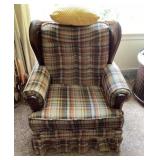 Plaid wingback chair