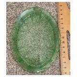Oval green Depression glass platter