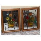 Pair of stained glass mirrors