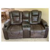 Leather loveseat recliner