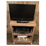 Rollaround TV stand and contents