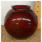 Ruby red glass rose bowl