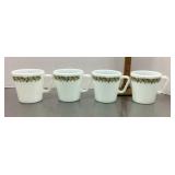4 Pyrex D-handle Crazy Daisy mugs