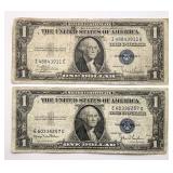 Two 1935 $1 Silver Certificates blue seal