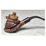 Italian briar hand carved pipe -- old man w/hat