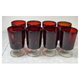 Set of 8 ruby red 8 ounce water goblets --France