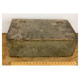 Vintage wooden box with hinged lid