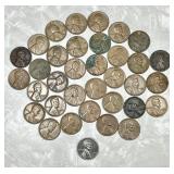 35 wheat pennies --one is a 1943 steel penny
