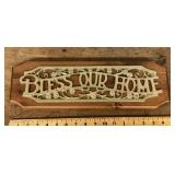 Vintage wood Bless Our Home sign