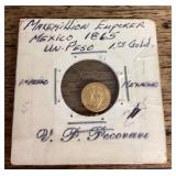 1865 one Peso gold coin