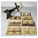 Antique stereoscope and 7 stereo views