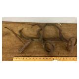2 ice tongs and hay hook