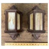 Cast iron sconces with slag glass