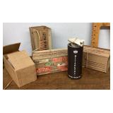 3 dictaphone cylinders with box