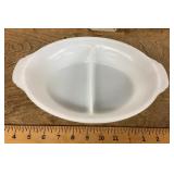 White Fire-King divided dish