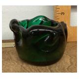Green art glass bowl