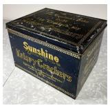 Vintage Sunshine Krispy Crackers tin 10x8x7