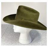 Dark olive green Stetson cowboy hat w/hat pin