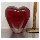 Red Murano glass heart-shaped vase