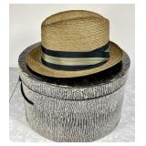 Brown woven straw fedora Size 6 7/8