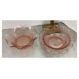 2 Pink Depression glass bowls