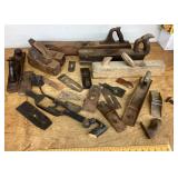 Large group of hand planes and parts