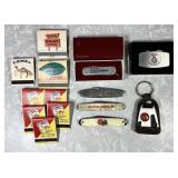 Advertising pocket knives, matchbooks, etc.