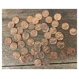 Roll of uncirculated 1963 pennies