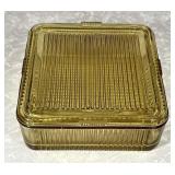 8' Federal Glass square amber refrigerator dish