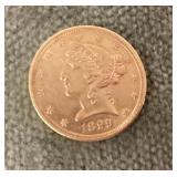 1899 Liberty half eagle $5 gold coin