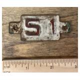 Vintage car license plate 1951 tag