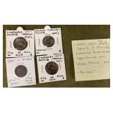 Three 1650s-1660s Spanish maravedis & 'V' nickel