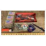 Bottle openers, car emblem, patches, etc.