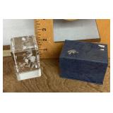 3D laser-etched floral crystal paperweight